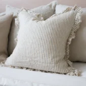 Hallie Light Brown Stripe Ruffle Cushion