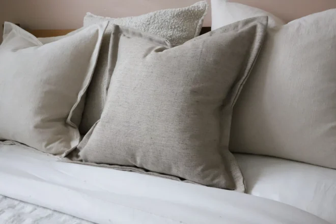 Orla Flanged Edge Beige Cushion