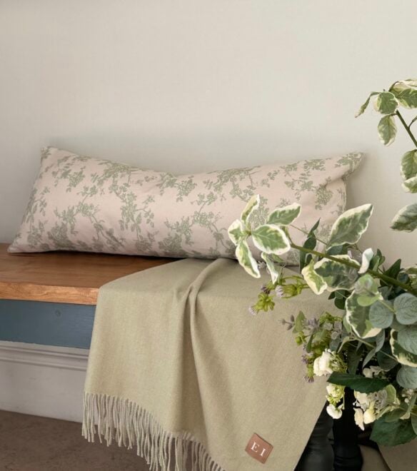 Aria Green Floral Print Bolster Cushion