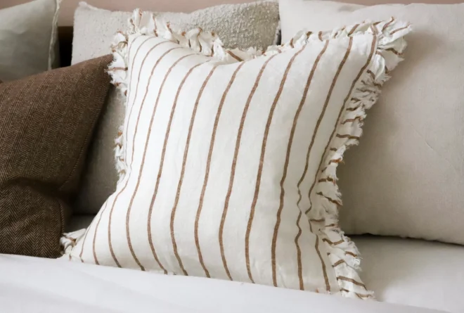 Hallie Brown & Cream Stripe Cushion