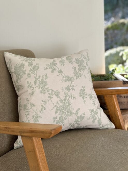 Aria Green Floral Print Cushion