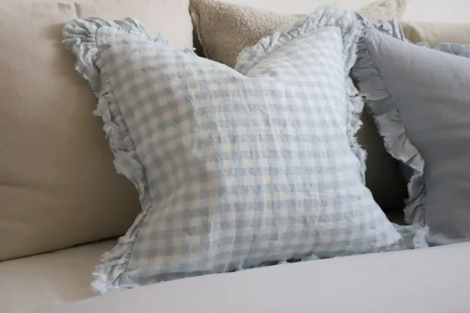 Hallie Blue Gingham Cushion