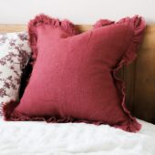 Hallie Burgundy Ruffle Cushion