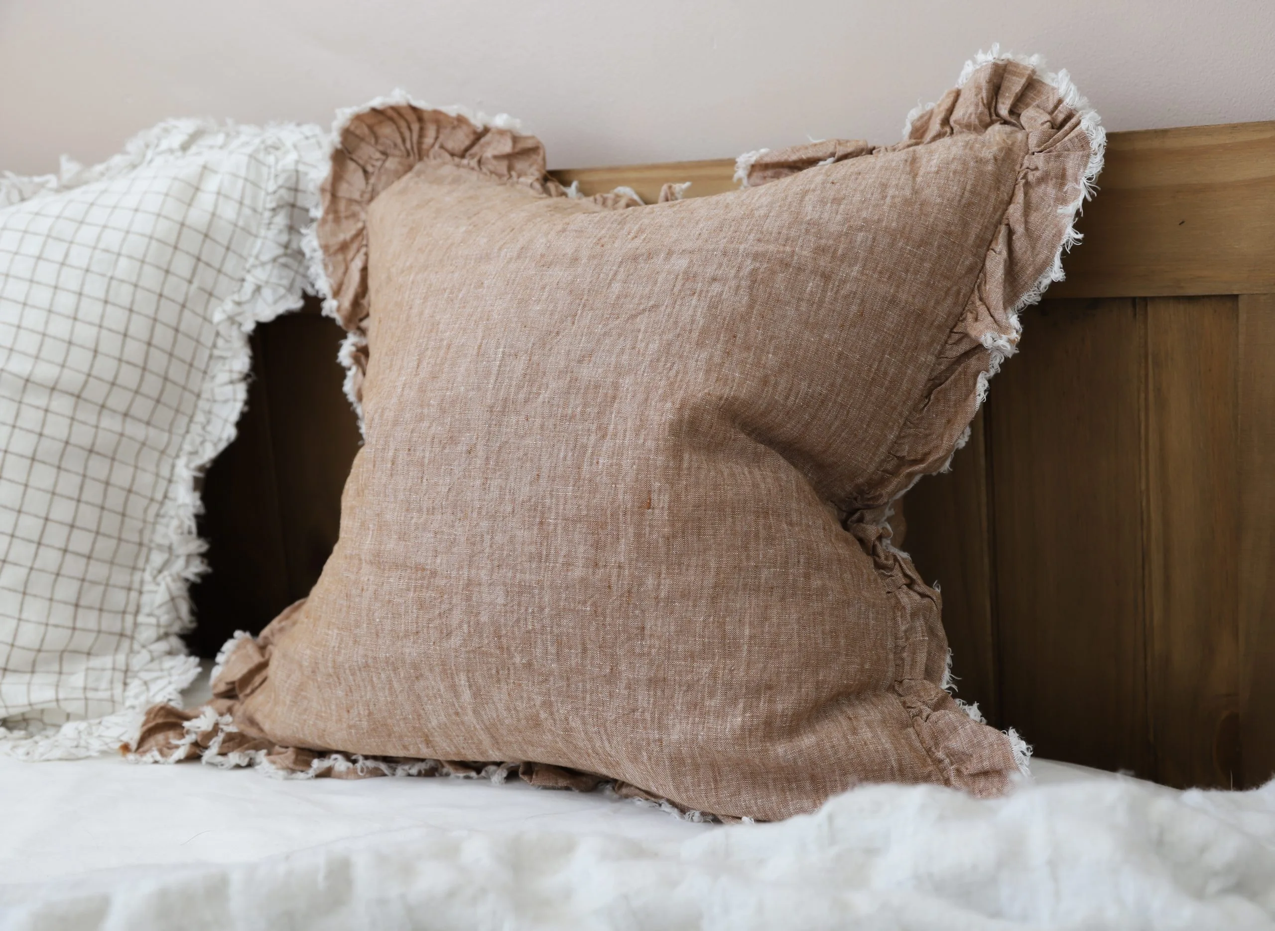 Hallie Washed Rust Linen Cushion