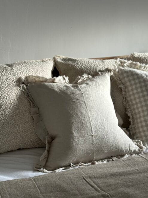 Hallie Dove Grey Ruffle Cushion