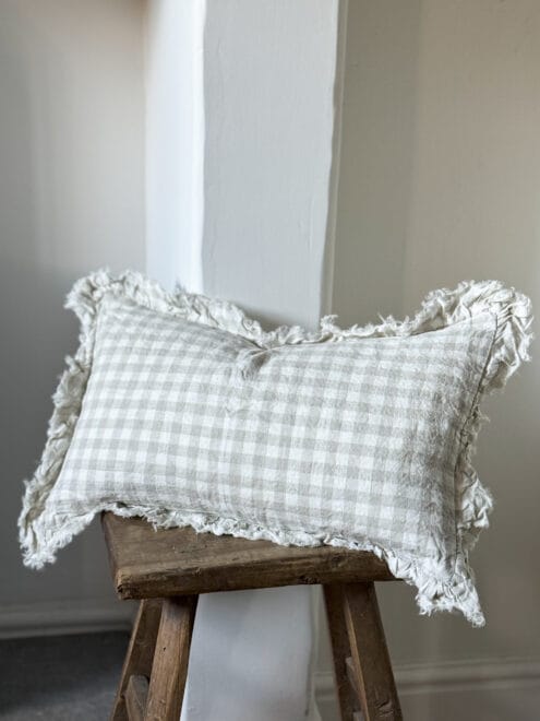 Hallie Natural Gingham Cushion 50×30