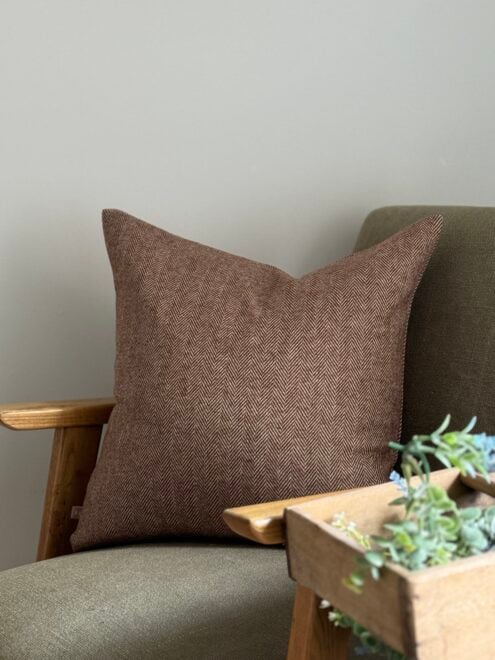 Tia Rust Herringbone Cushion