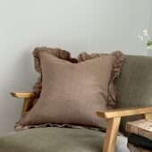 Hallie Coffee Brown Ruffle Cushion