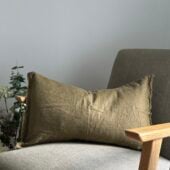 Esmee Olive Green Linen Cushion 50x30