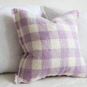 Esmee Lilac Check Linen Cushion