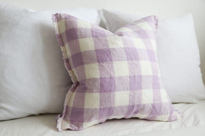 Esmee Lilac Check Linen Cushion