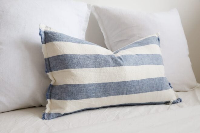 Esmee Blue Wide Stripe Cushion 50×30