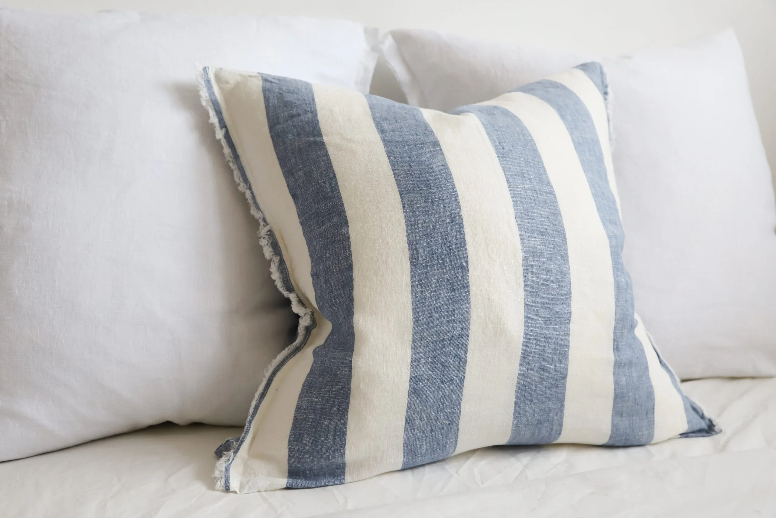 esmee blue wide stripe cushion