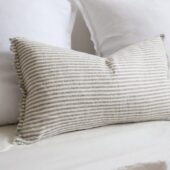 Esmee Grey Stripe Linen Cushion 50x30