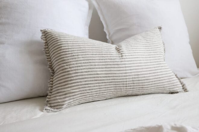 Esmee Grey Stripe Linen Cushion 50×30