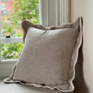 chloe greige scalloped edge cushion