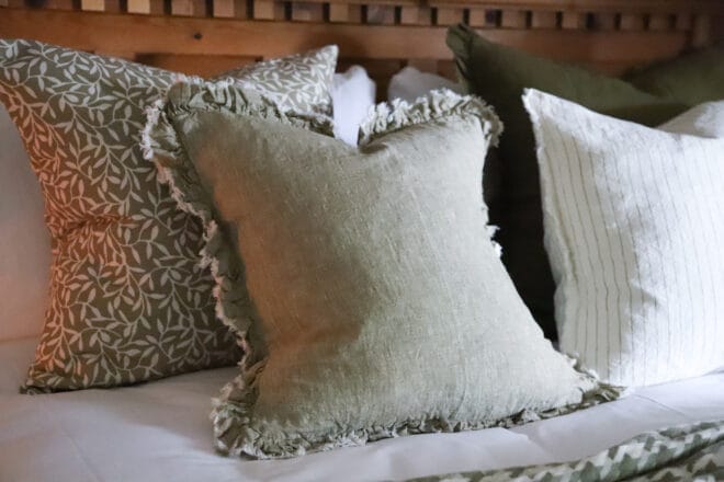 Hallie Washed Olive Linen Cushion