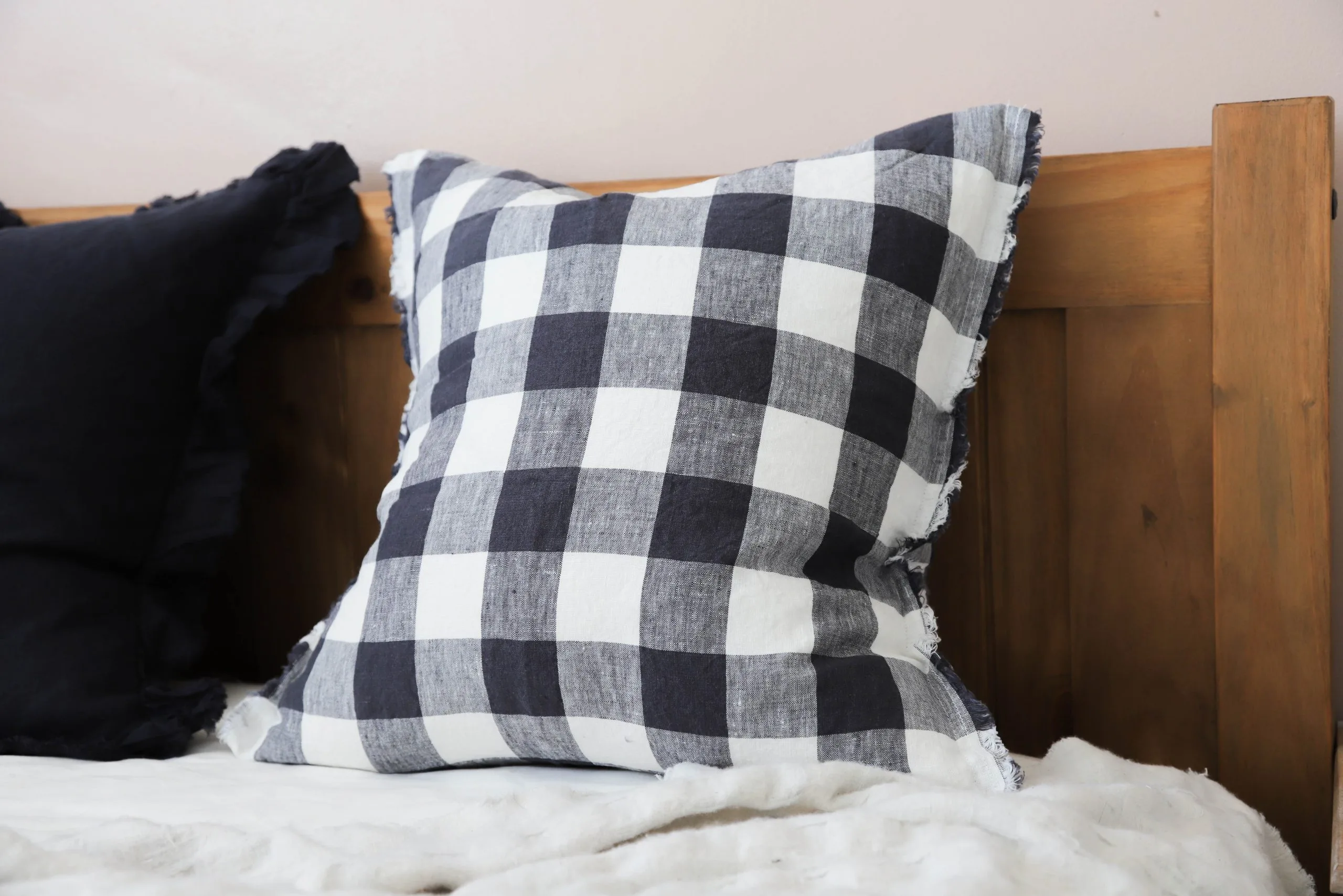 Esmee Navy & Cream Check Cushion