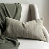 Betty Olive green tweed cushion 50x30