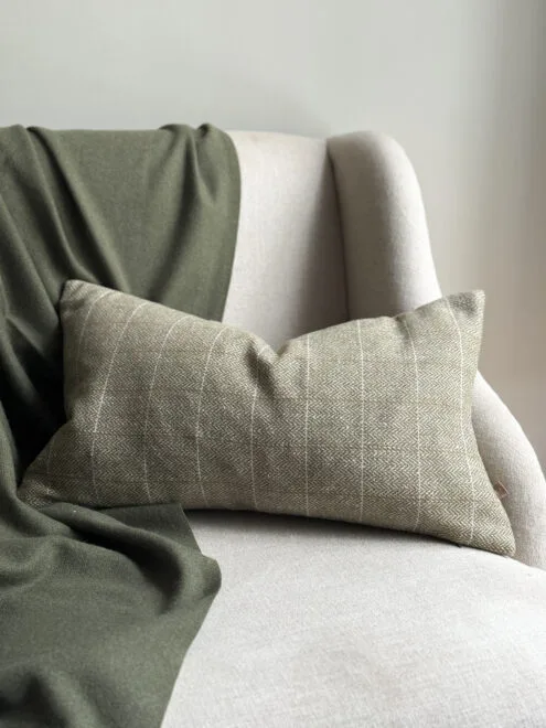 Betty Olive Green Tweed Cushion 50×30