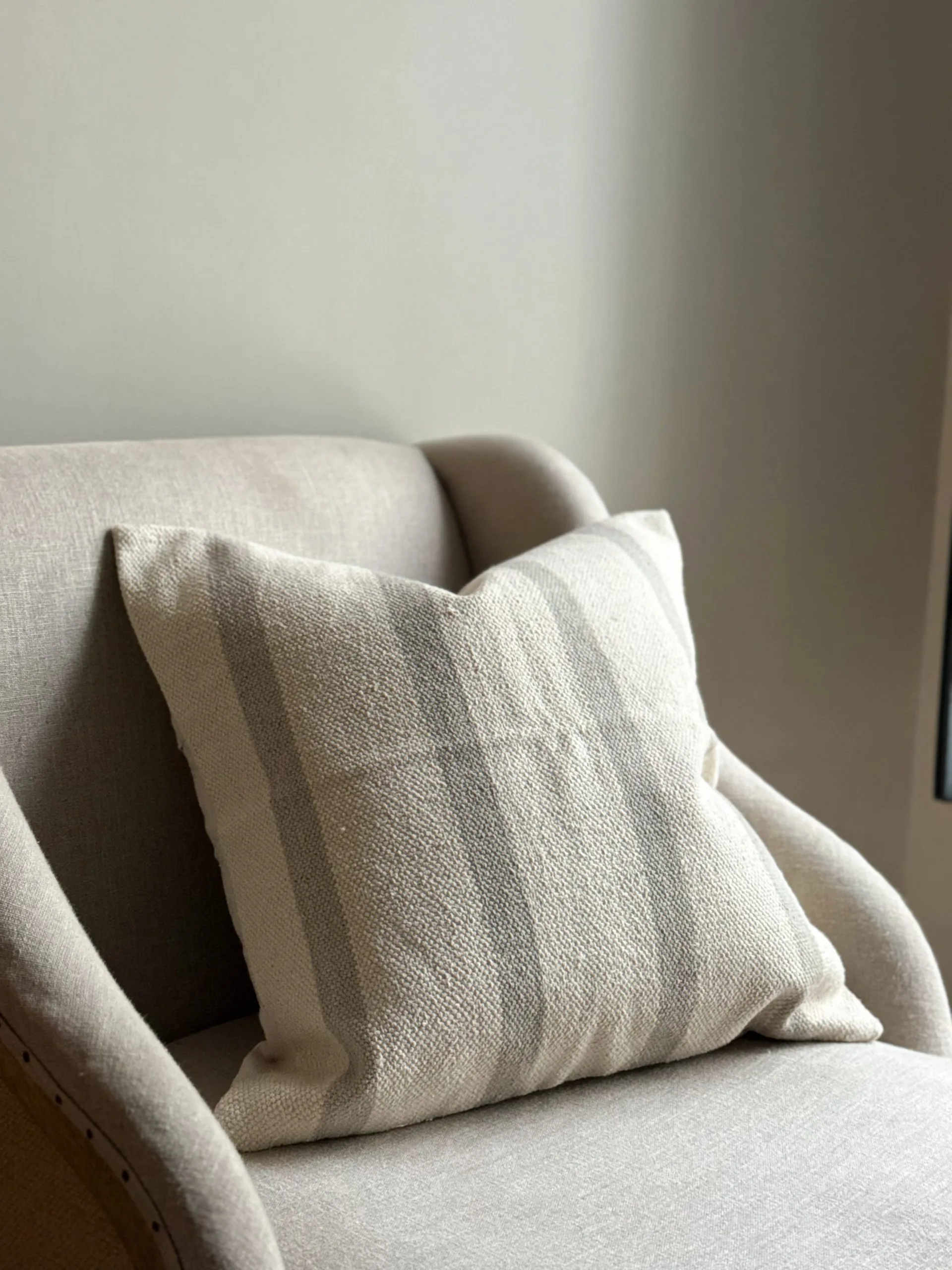 India Cream And Grey Stripe Cushion