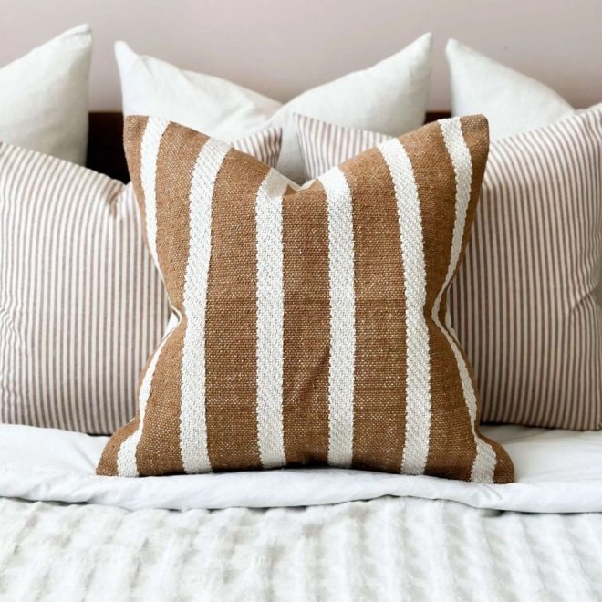India Rust Rope Stripe Cushion