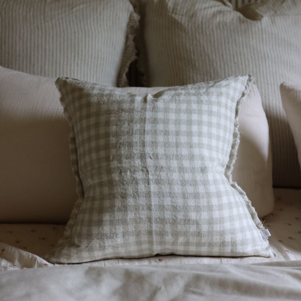 esmee natural gingham linen cushion