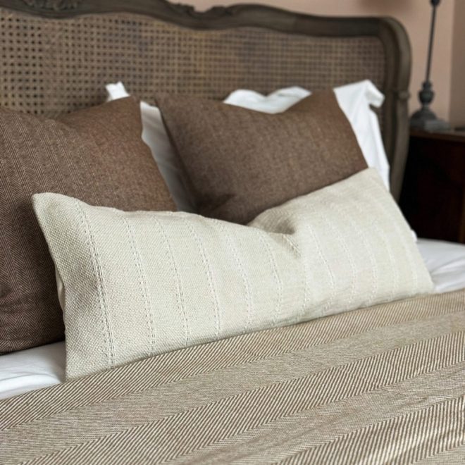 India Cream Stripe Bolster Cushion