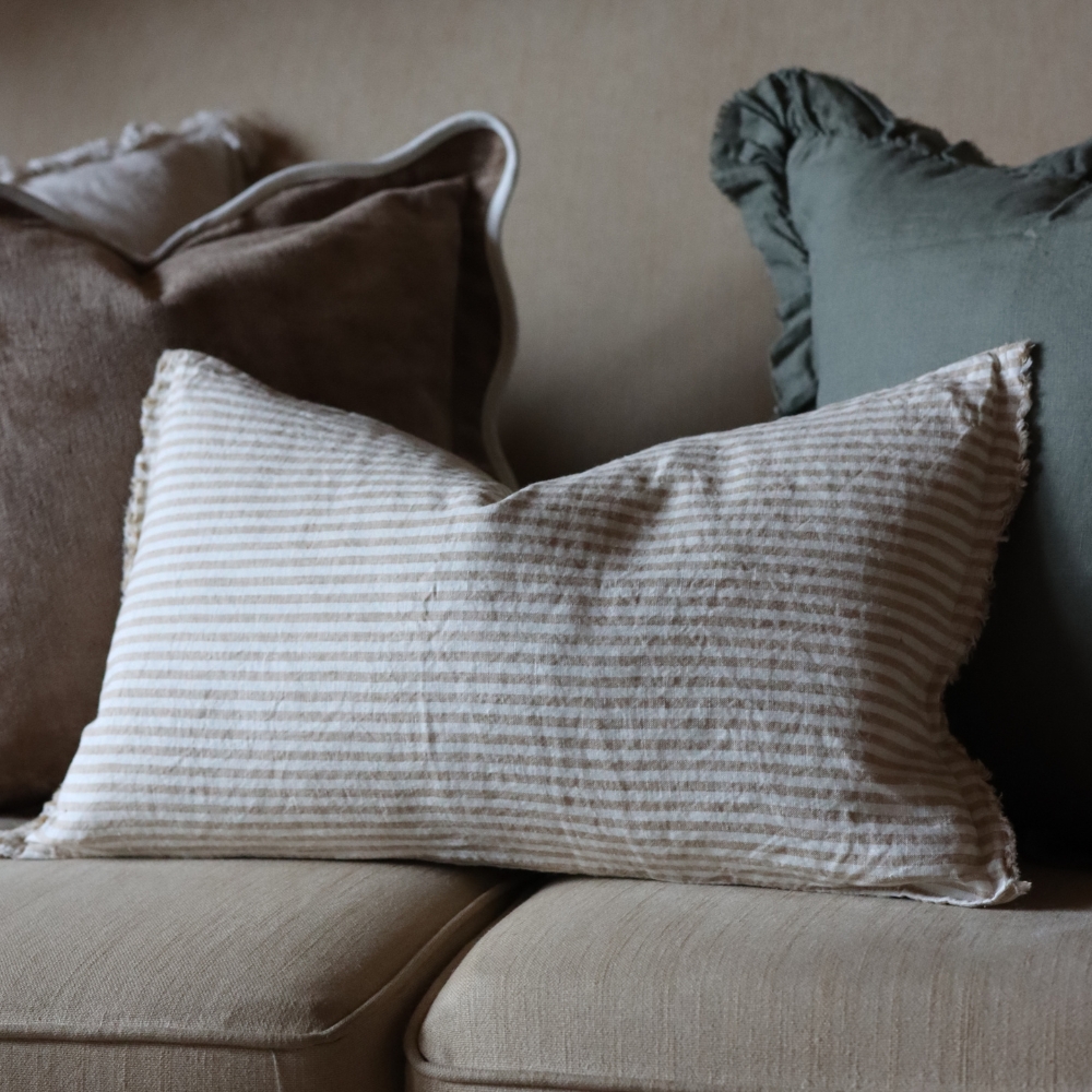 Esmee Light Brown Stripe Cushion 50x30
