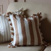 Hallie Rust Wide Stripe Ruffle Cushion