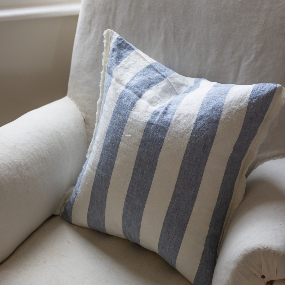 Esmee Blue Wide Stripe Cushion 45x45