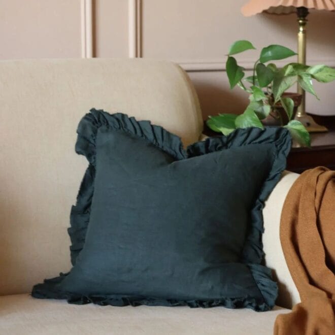 Hallie Emerald Green Linen Cushion