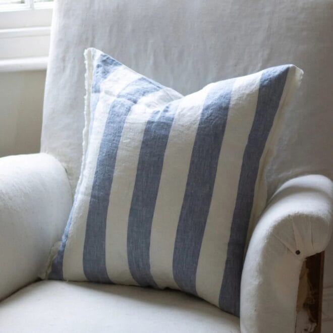 Esmee Blue Wide Stripe Cushion
