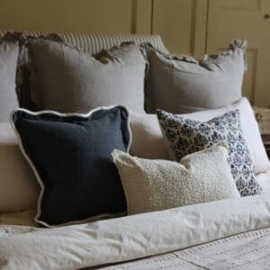 chloe navy scallop edge cushion