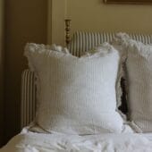 Hallie Natural Beige Stripe Ruffle Cushion 65x65