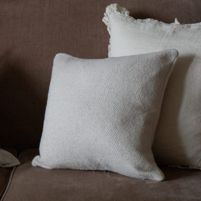 Lottie Beige Herringbone Cushion
