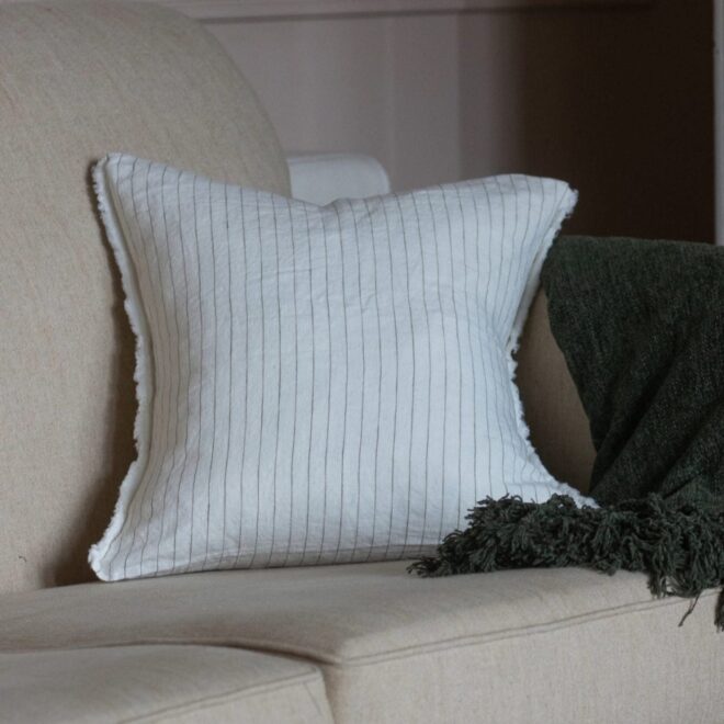 Esmee Olive Pinstripe Cushion