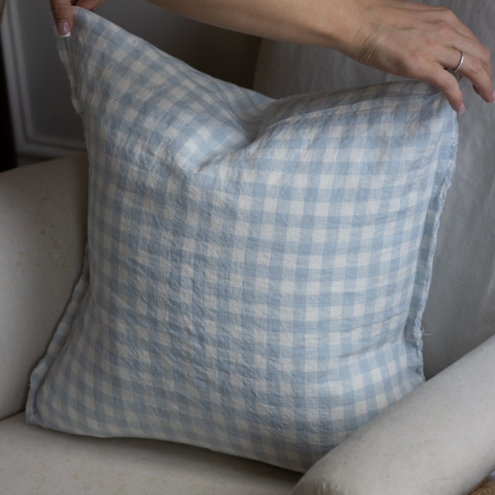 Esmee Blue Gingham Cushion 45x45