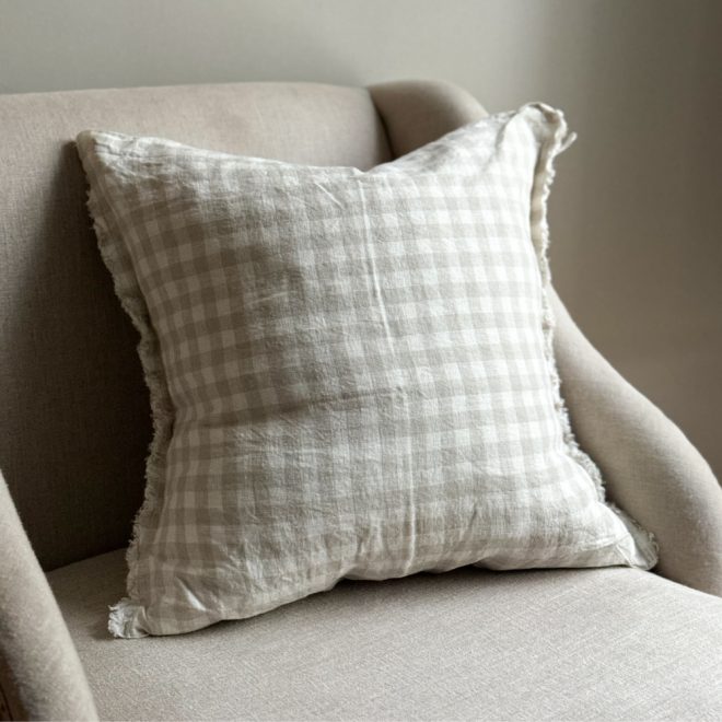 Esmee Natural Gingham Cushion