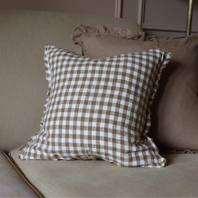 Esmee Brown Gingham Cushion