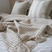 Beige Ruffle Throw