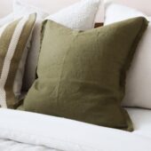 Esmee Olive Green Linen Cushion