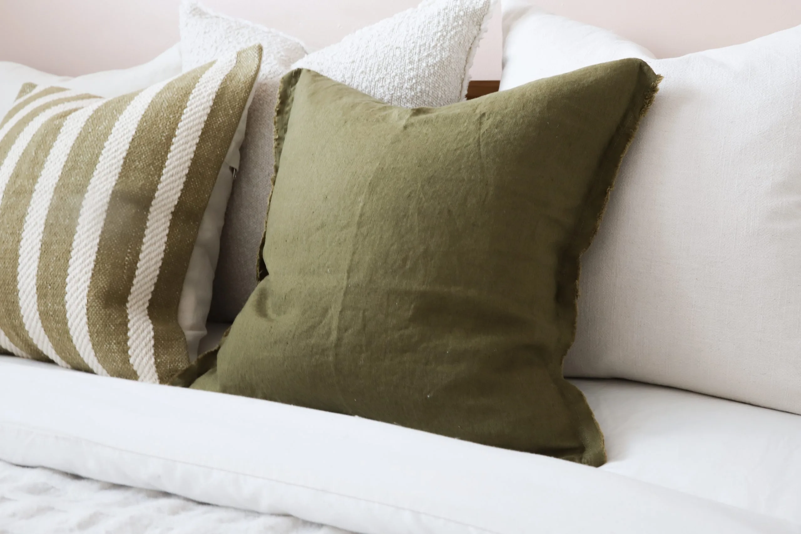 Esmee Olive Green Linen Cushion