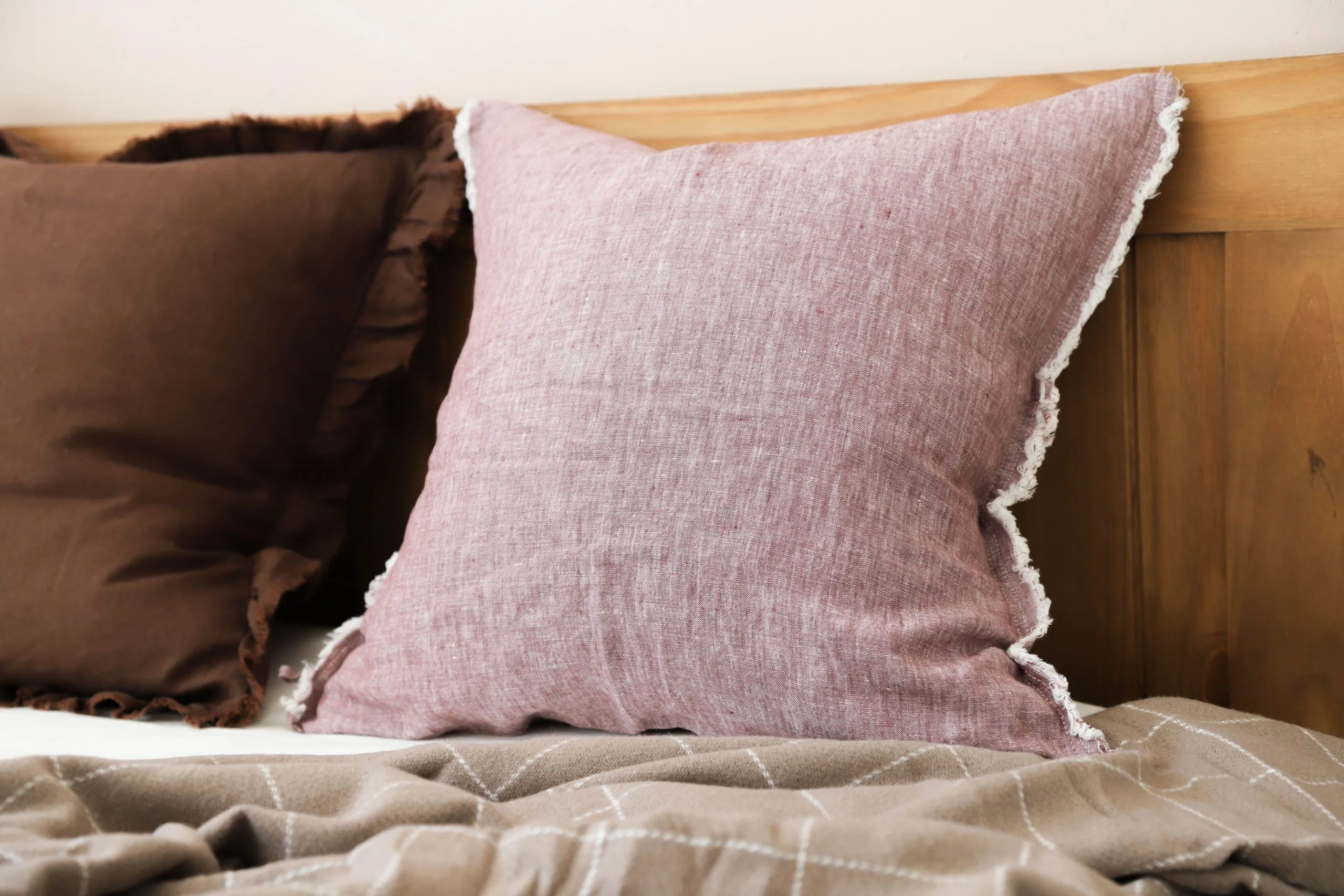 Esmee Washed Plum Linen Cushion