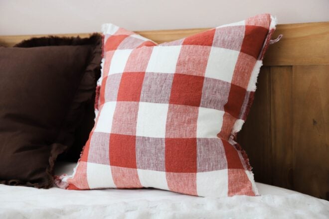 Esmee Red Check Linen Cushion