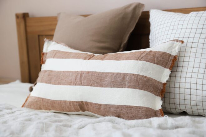 Esmee Rust Wide Stripe Cushion 50×30