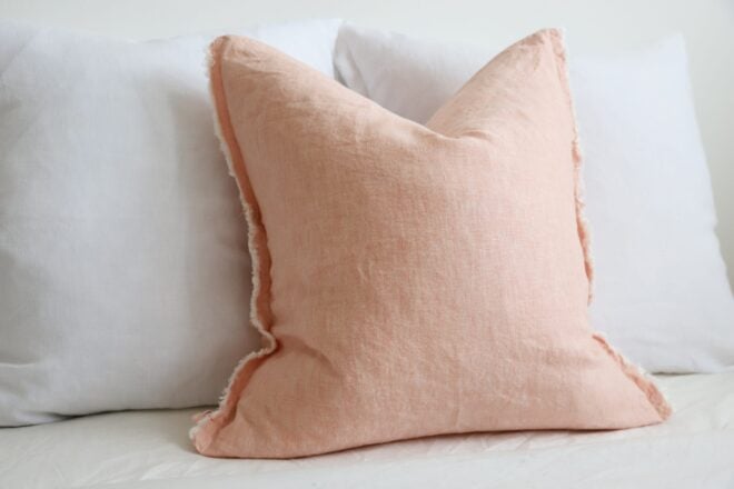 Esmee Washed Pink Linen Cushion