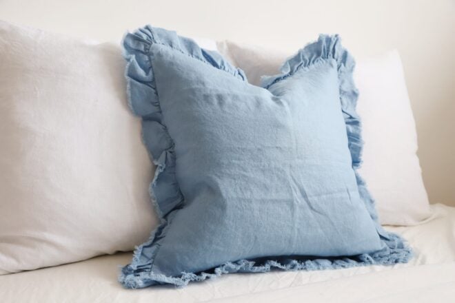 Hallie Light Blue Ruffle Cushion