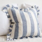 Hallie Blue Wide Stripe Cushion 45x45cm