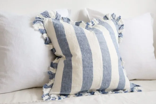 Hallie Blue Wide Stripe Cushion